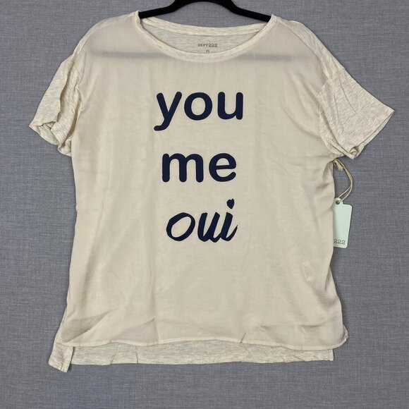 Dept 222 New West Tee Mixed Fabrics Sz PS Light Beige T Shirt You Me Oui - Picture 1 of 7